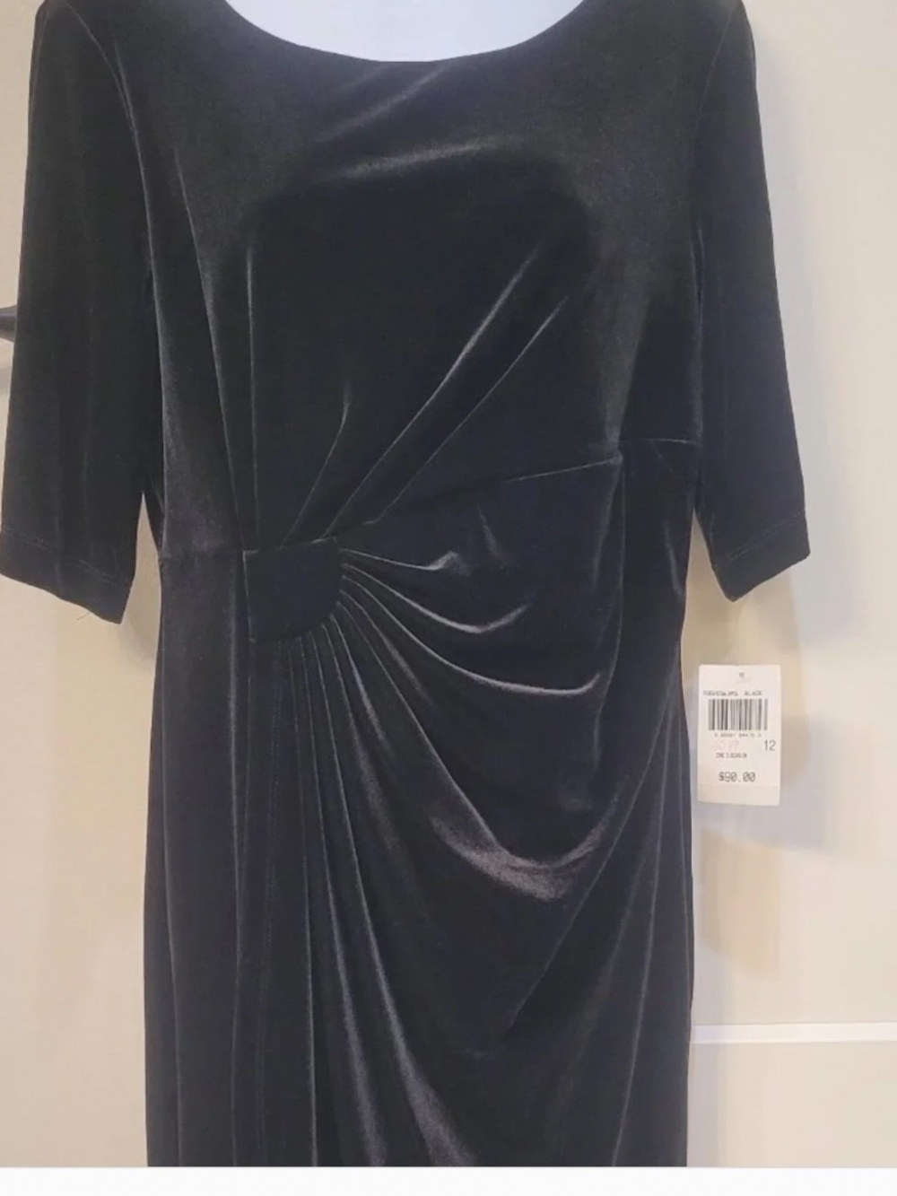 Connected Apparel Black Velvet Dress Size 12 NWT